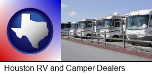 Houston, Texas - recreational vehicles at an rv dealer parking lot