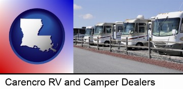 recreational vehicles at an rv dealer parking lot in Carencro, LA