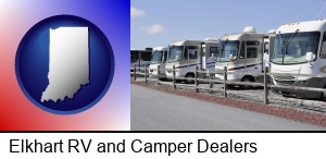 Elkhart, Indiana - recreational vehicles at an rv dealer parking lot