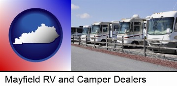 recreational vehicles at an rv dealer parking lot in Mayfield, KY